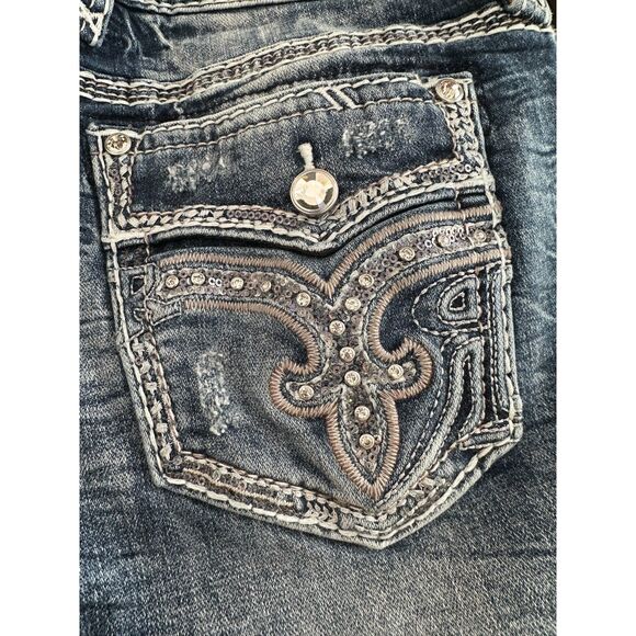 Rock Revival Women's Beet Red Mid-Rise Bootcut Jeans Distressed Denim size 32 - Picture 11 of 11